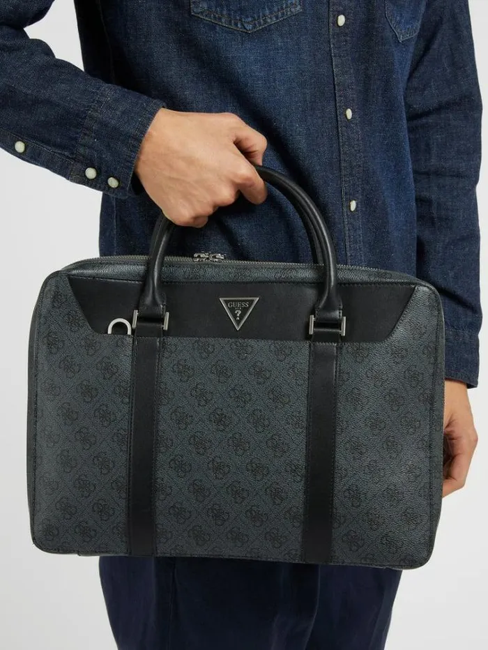 Men Vezzola Smart 4g Logo Bag Dark Grey Guess Messenger Bags