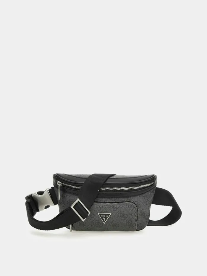 Men Vezzola Smart 4g Logo Belt Bag Black Guess Backpacks And Bum Bags