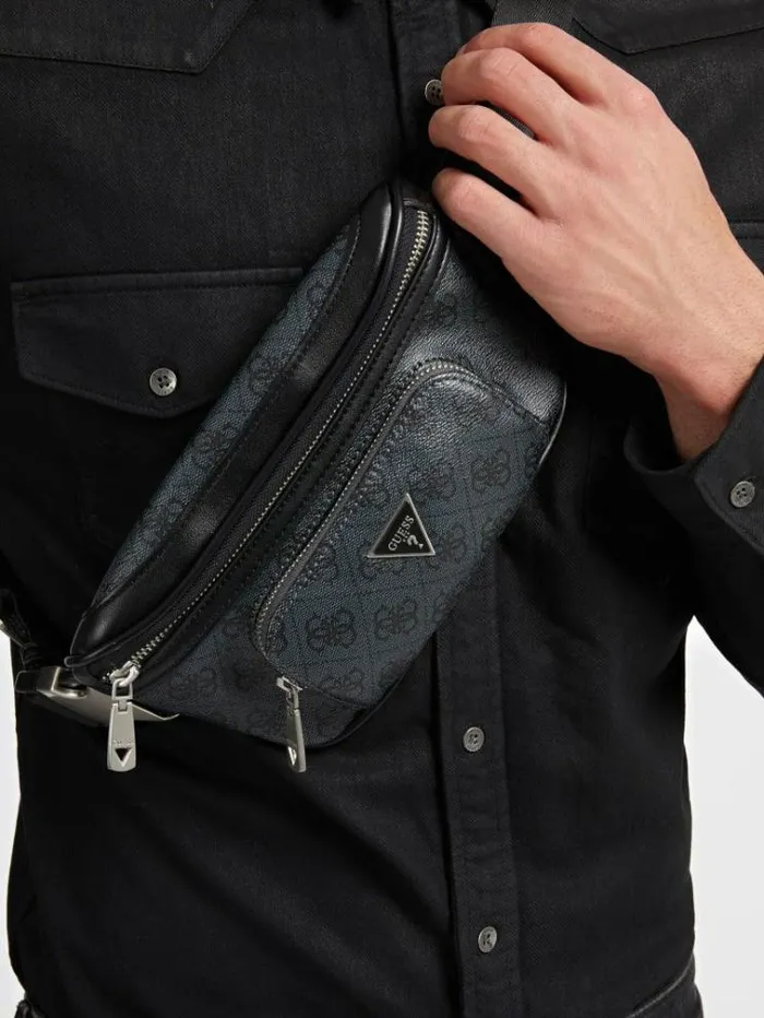 Men Vezzola Smart 4g Logo Belt Bag Black Guess Backpacks And Bum Bags