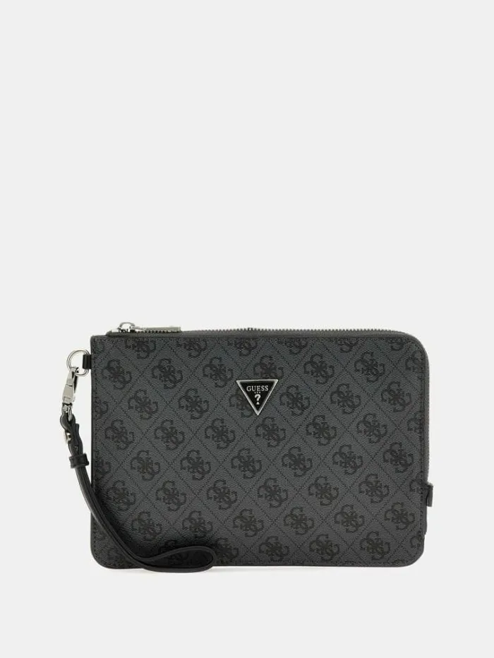 Men Vezzola Smart 4g Logo Clutch Black Guess City Bags