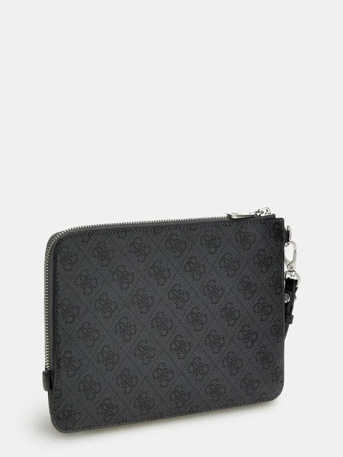 Men Vezzola Smart 4g Logo Clutch Black Guess City Bags