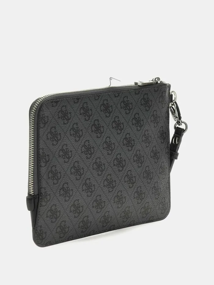 Men Vezzola Smart 4g Logo Clutch Black Guess City Bags