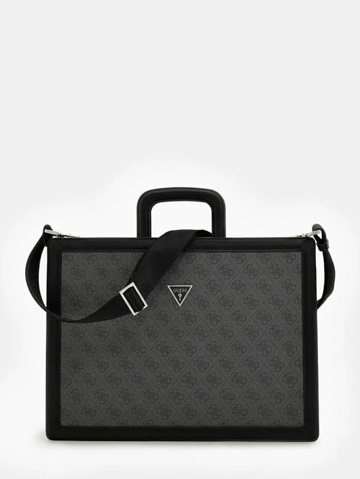 Men Vezzola Smart 4g Logo Document Bag Black Guess Messenger Bags