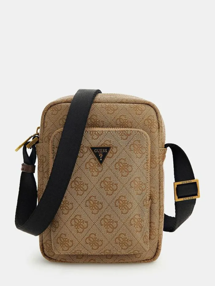 Men Vezzola Smart 4g Logo Mini Bag Beige Guess City Bags