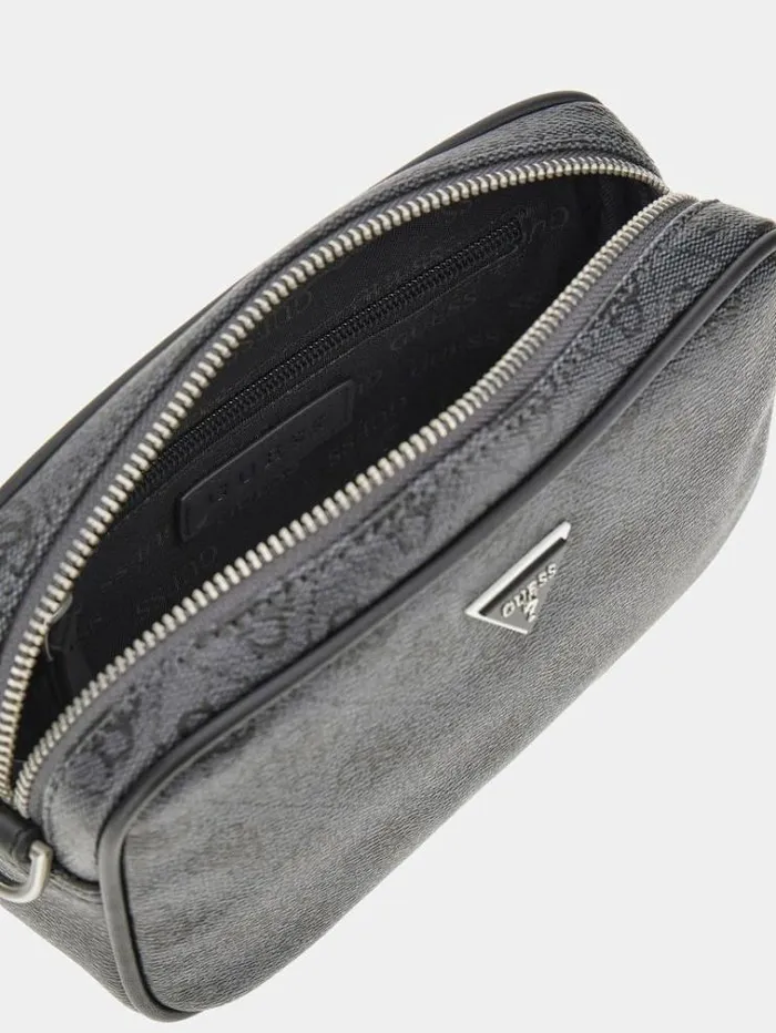 Men Vezzola Smart 4g Logo Mini Crossbody Bag Black Guess City Bags
