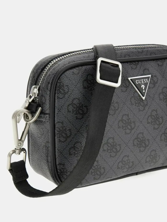 Men Vezzola Smart 4g Logo Mini Crossbody Bag Black Guess City Bags