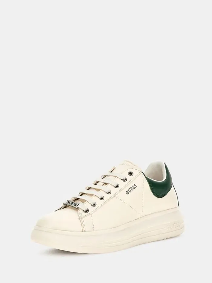 Men Vibo Faux Leather Sneaker Green Guess Shoes