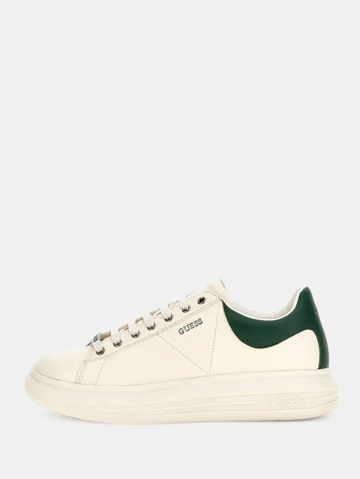 Men Vibo Faux Leather Sneaker Green Guess Shoes