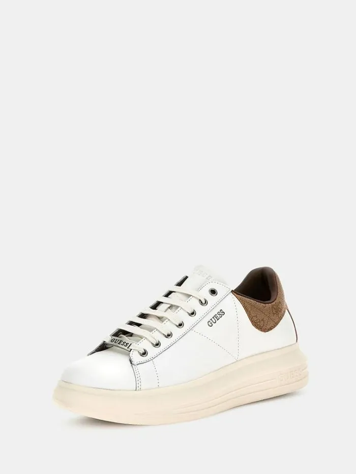 Men Vibo Genuine Leather Sneaker Multi Beige Guess Shoes