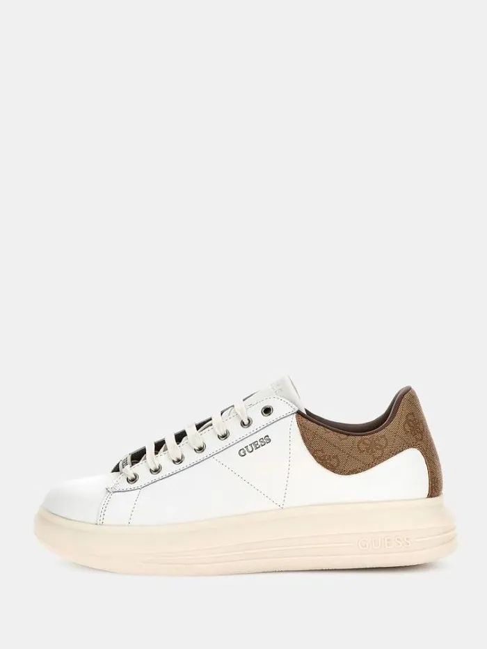 Men Vibo Genuine Leather Sneaker Multi Beige Guess Shoes