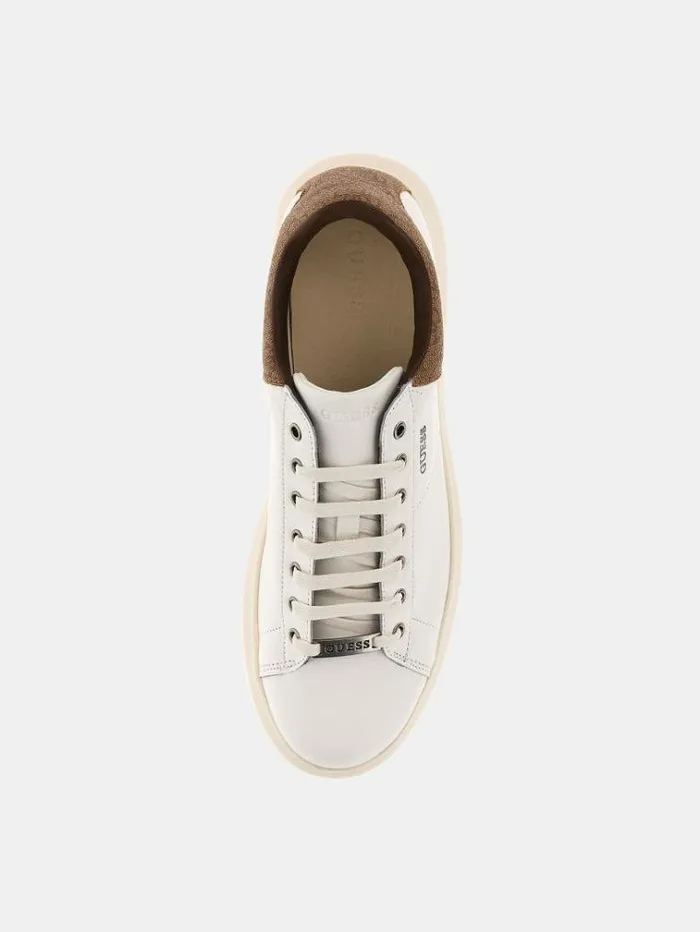 Men Vibo Genuine Leather Sneaker Multi Beige Guess Shoes