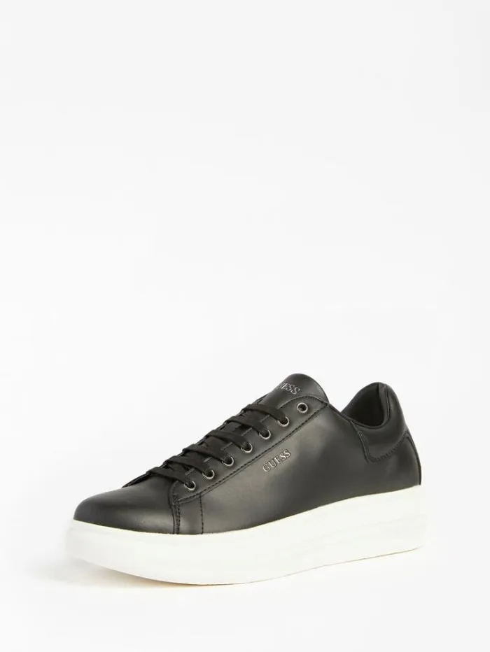 Men Vibo Mixed Leather Sneaker Black Guess Shoes