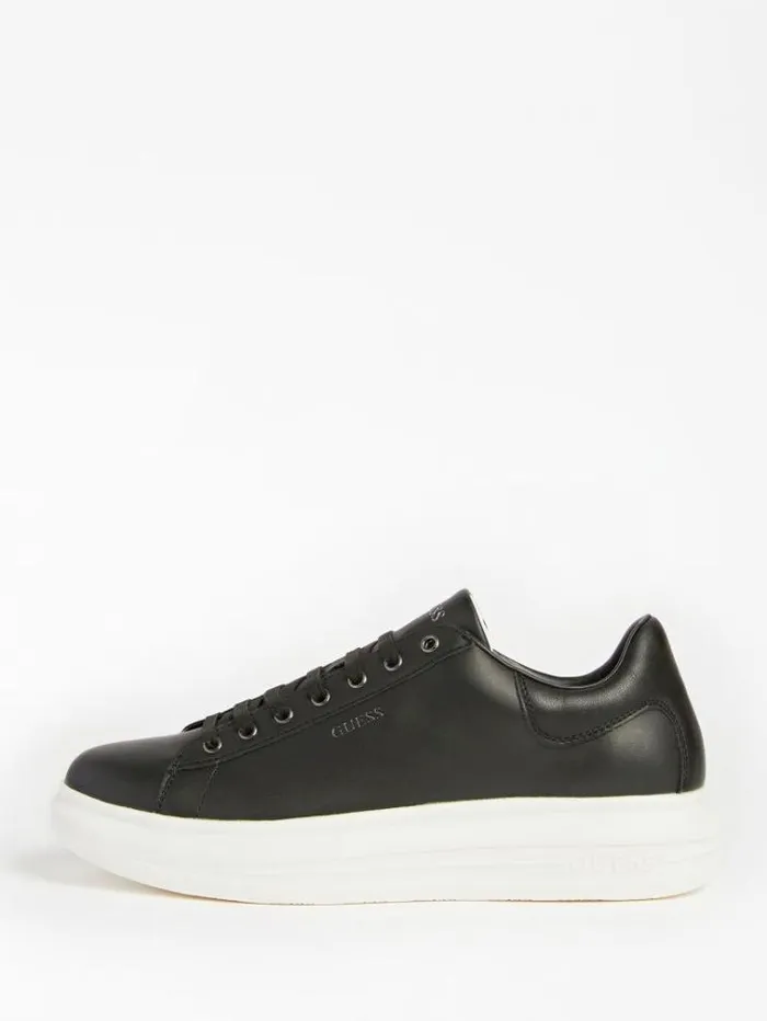 Men Vibo Mixed Leather Sneaker Black Guess Shoes
