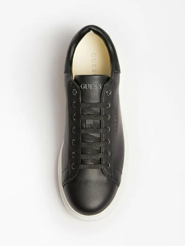 Men Vibo Mixed Leather Sneaker Black Guess Shoes