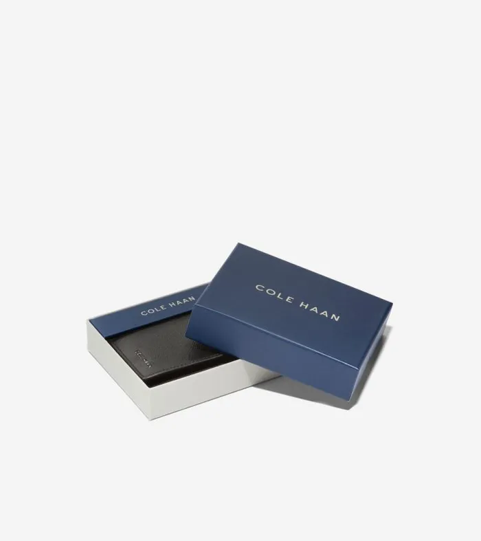 Men Wallets Cole Haan Boxshine Trifold Wallet Black