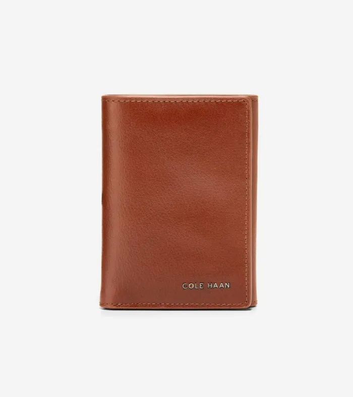 Men Wallets Cole Haan Boxshine Trifold Wallet Cognac