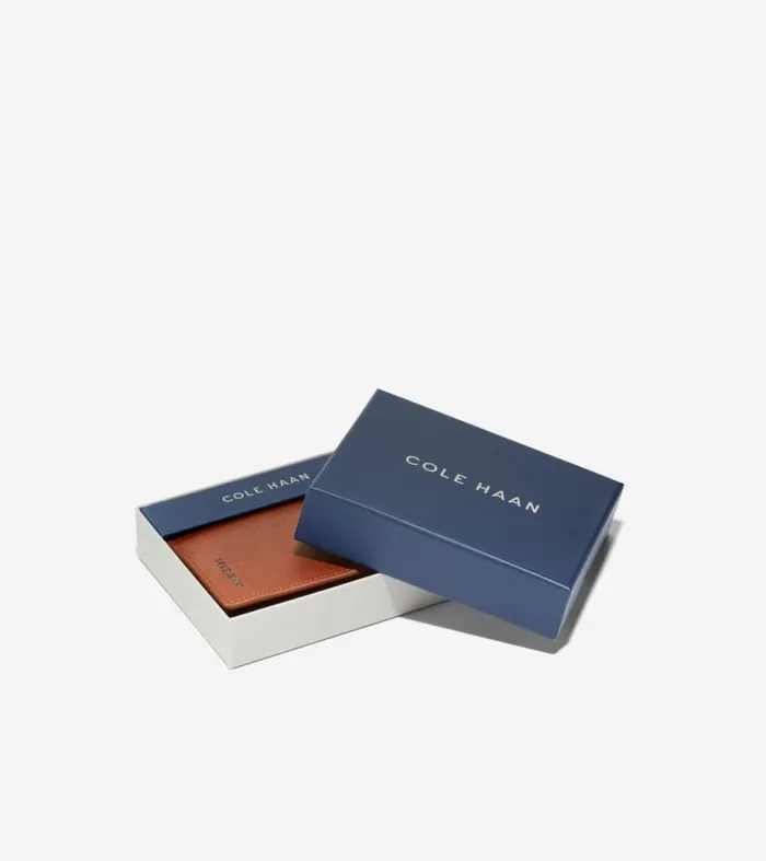 Men Wallets Cole Haan Boxshine Trifold Wallet Cognac