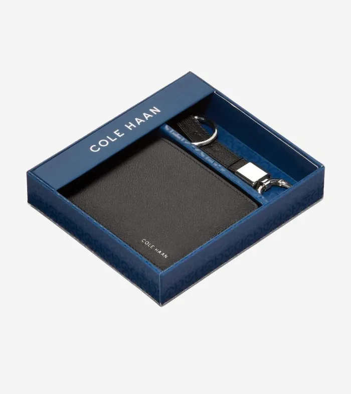 Men Wallets Cole Haan Slimfold Wallet With Valet Key Ring Black