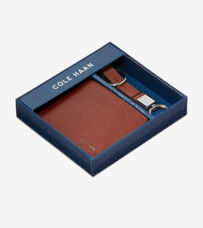 Men Wallets Cole Haan Slimfold With Valet Key Ring Tan