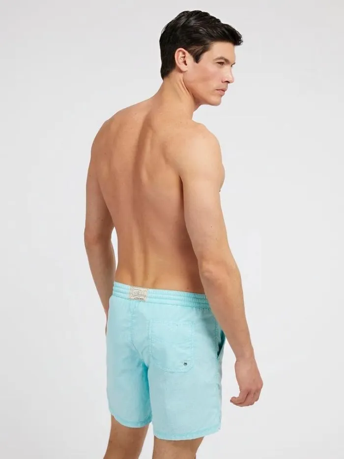 Men Washed Medium Swim Trunk Light Blue Guess Beachwear