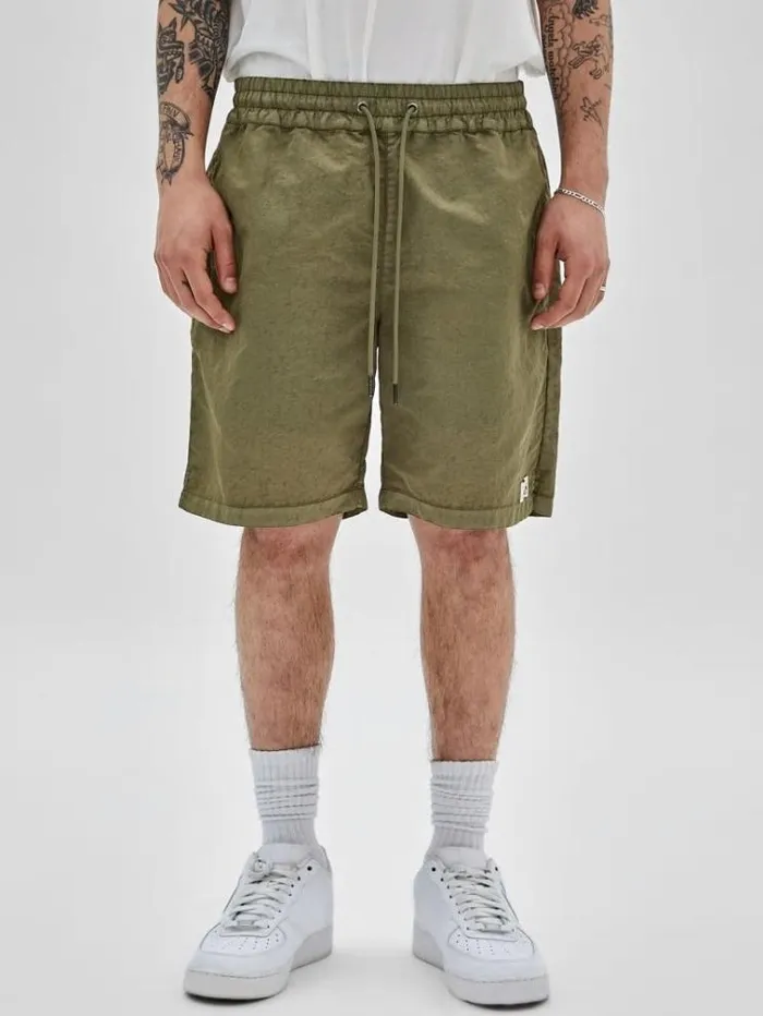 Men Washed Nylon Shorts Green Guess Shorts