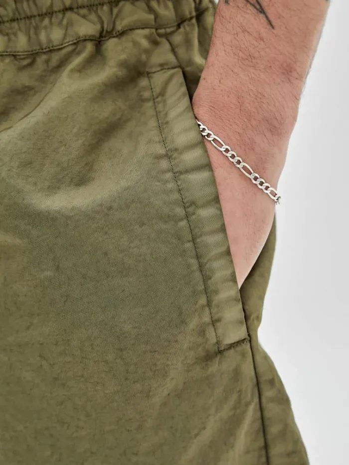 Men Washed Nylon Shorts Green Guess Shorts