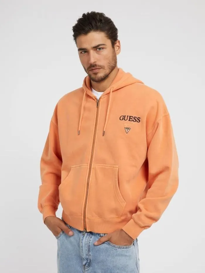 Men Washed Sweatshirt Orange Guess Knitwear And Sweatshirts