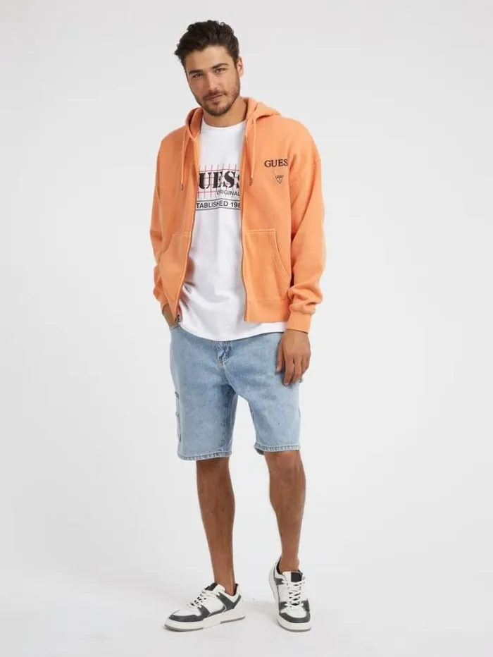Men Washed Sweatshirt Orange Guess Knitwear And Sweatshirts
