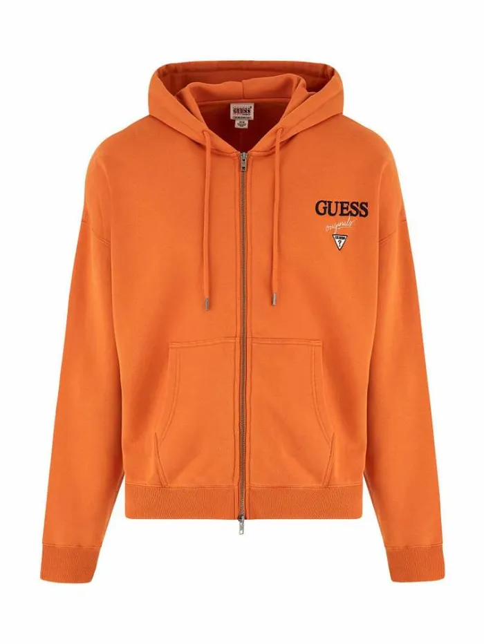 Men Washed Sweatshirt Orange Guess Knitwear And Sweatshirts