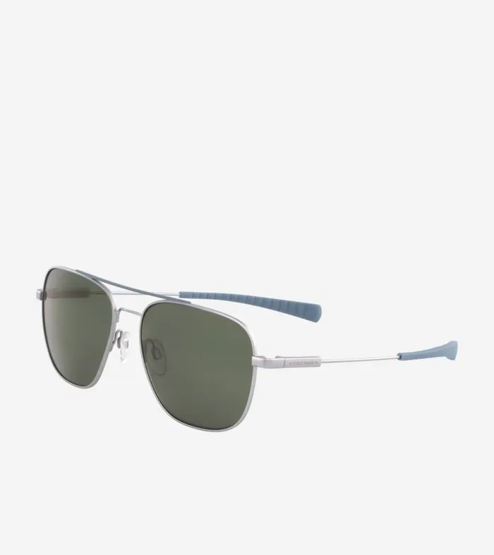 MenWomen Sunglasses Cole Haan Flexible Navigator Sunglasses Silver