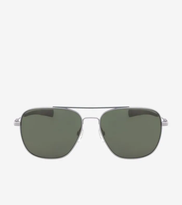 MenWomen Sunglasses Cole Haan Flexible Navigator Sunglasses Silver