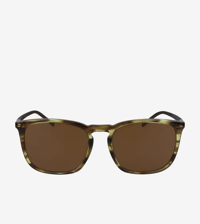 MenWomen Sunglasses Cole Haan Rectangle Flex HornRimmed Sunglasses Blonde Horn