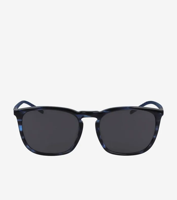 MenWomen Sunglasses Cole Haan Rectangle Flex HornRimmed Sunglasses Blue Horn