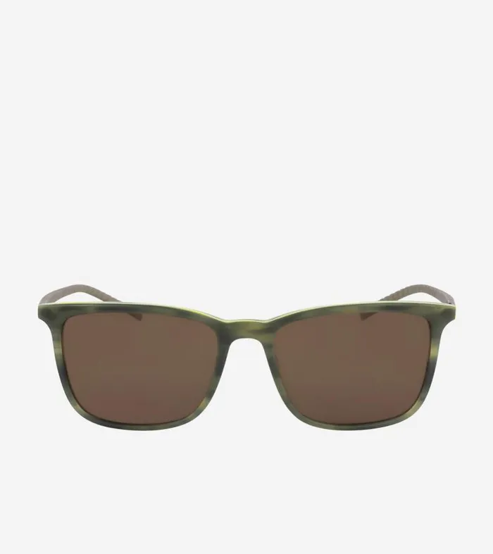 MenWomen Sunglasses Cole Haan Rectangle Flex HornRimmed Sunglasses Olive Horn