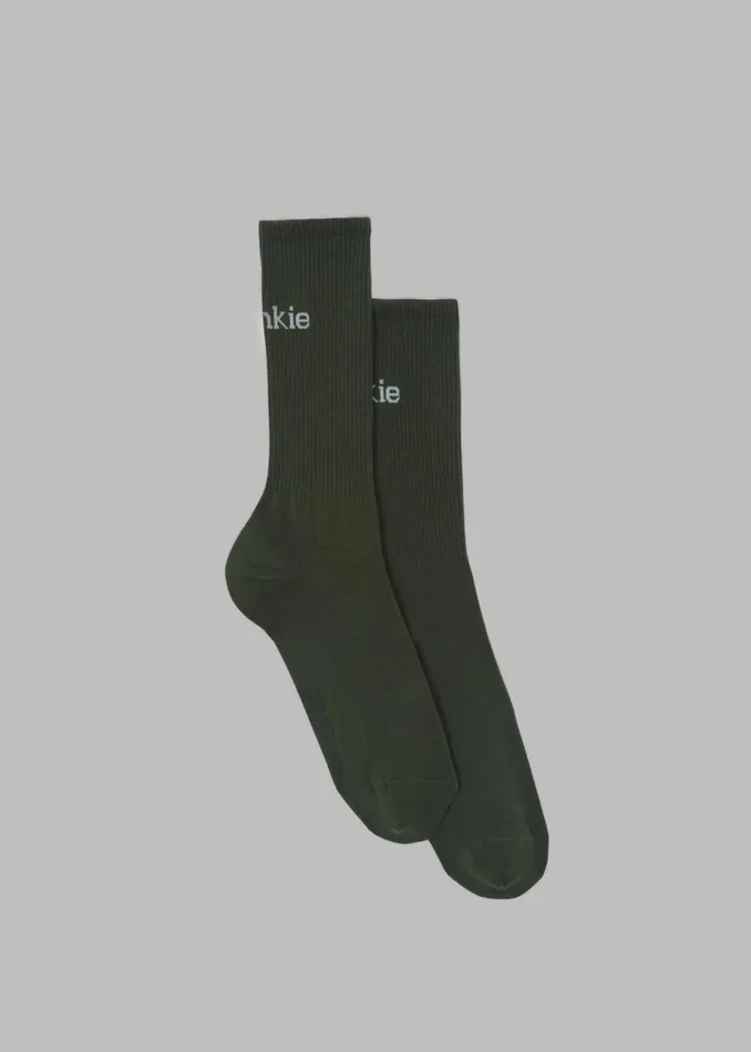 MenWomen The Frankie Shop Accessories Frankie In English Ribbed Socks Army Green