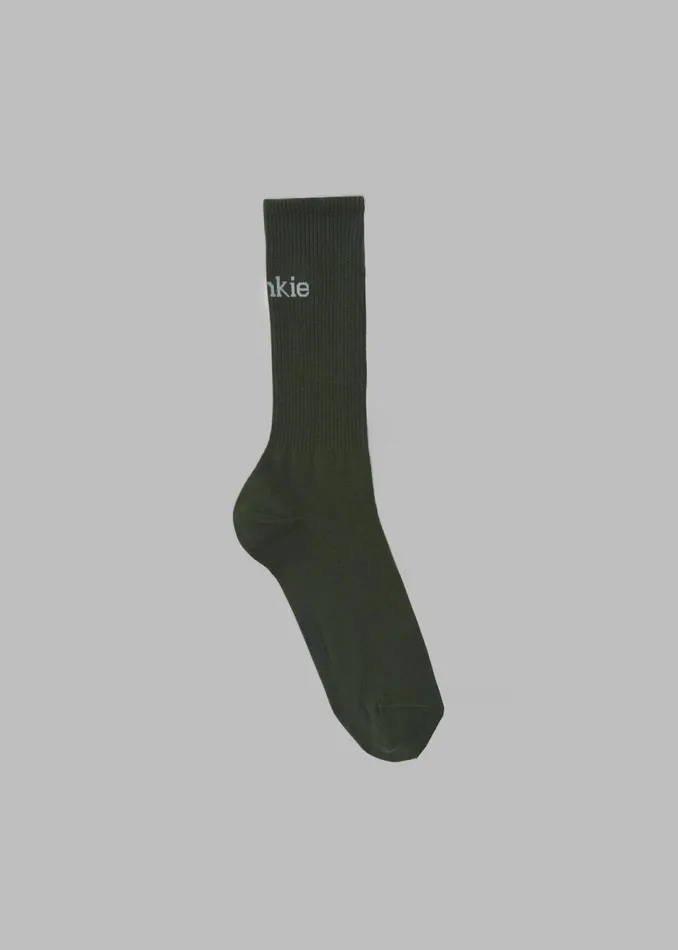 MenWomen The Frankie Shop Accessories Frankie In English Ribbed Socks Army Green