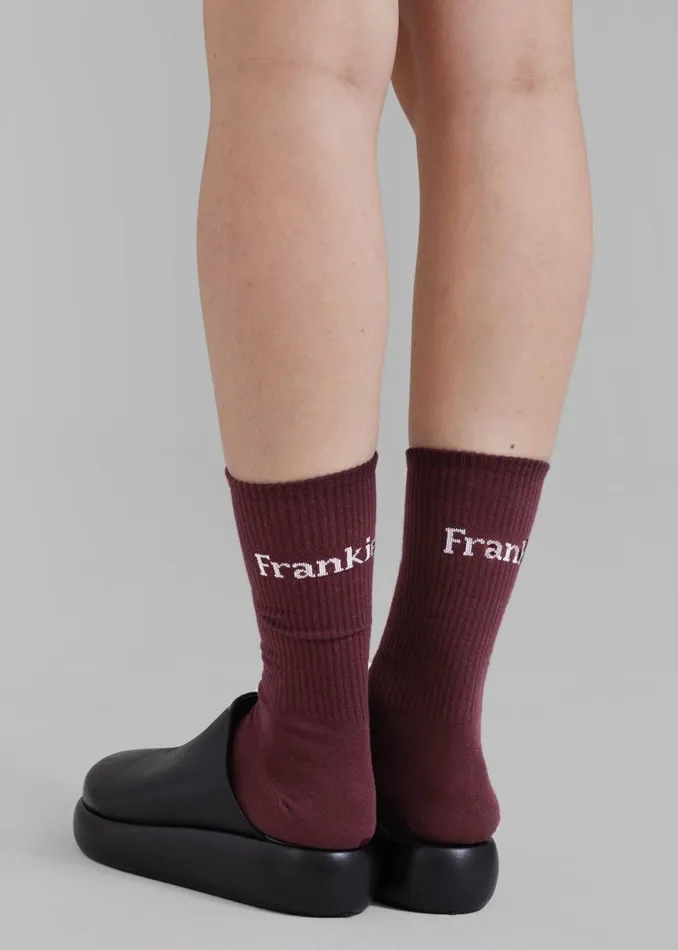 MenWomen The Frankie Shop Accessories Frankie In English Ribbed Socks Bordeaux