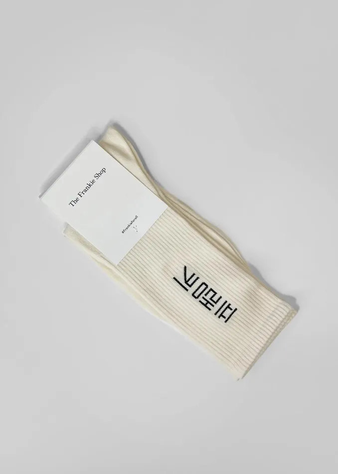 MenWomen The Frankie Shop Accessories Frankie In Korean Ribbed Socks Vanilla