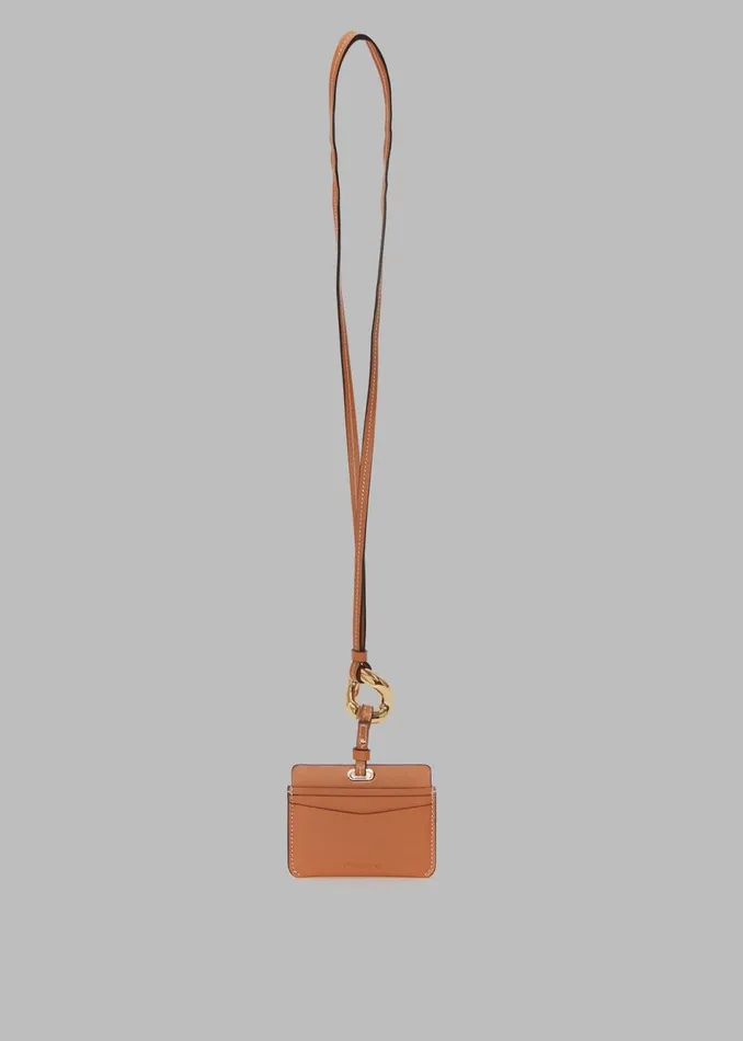 MenWomen The Frankie Shop Accessories JW Anderson Cardholder With Chain Link Strap Pecan MenWomen The Frankie Shop Accessories JW Anderson Cardholder With Chain Link Strap Pecan
