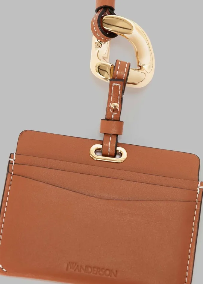 MenWomen The Frankie Shop Accessories JW Anderson Cardholder With Chain Link Strap Pecan
