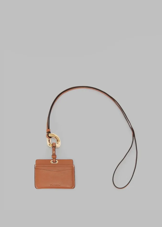 MenWomen The Frankie Shop Accessories JW Anderson Cardholder With Chain Link Strap Pecan