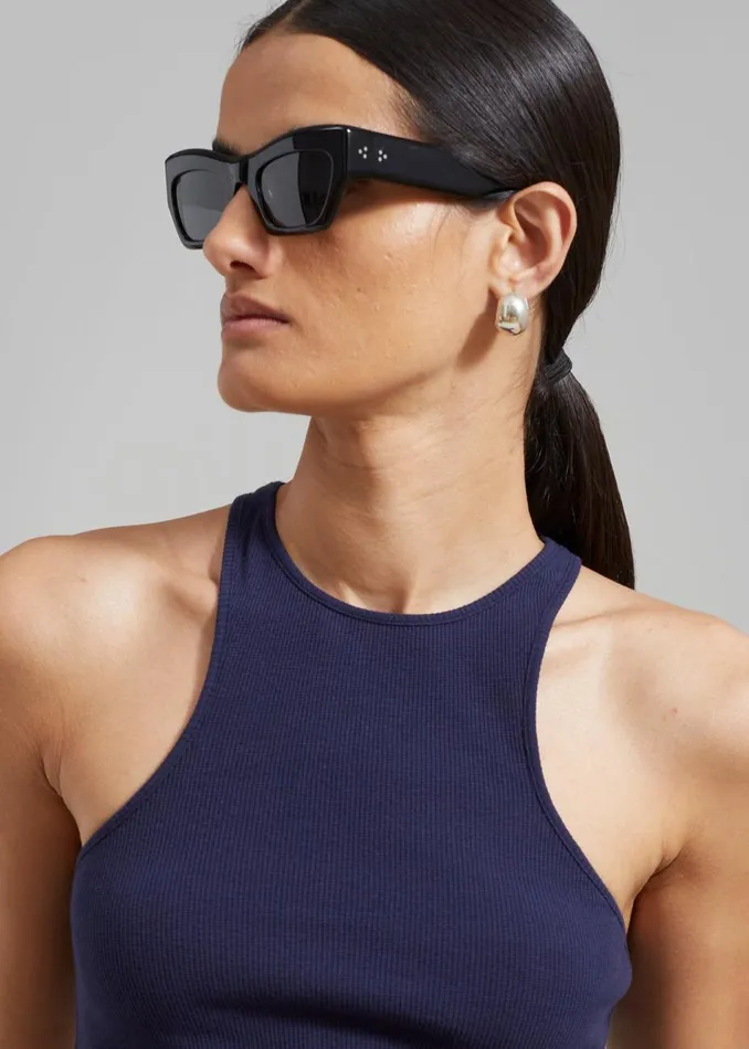 MenWomen The Frankie Shop Accessories Port Tanger Ayreen Sunglasses Black Acetateblack Lens
