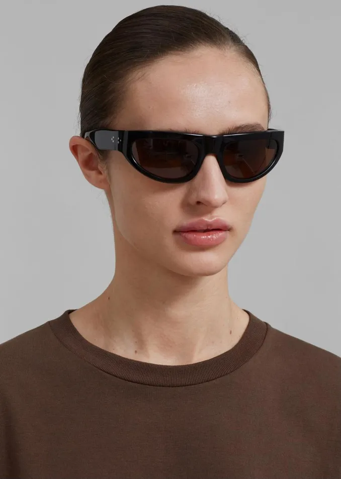 MenWomen The Frankie Shop Accessories Port Tanger Malick Sunglasses Black Acetatetobacco Lens