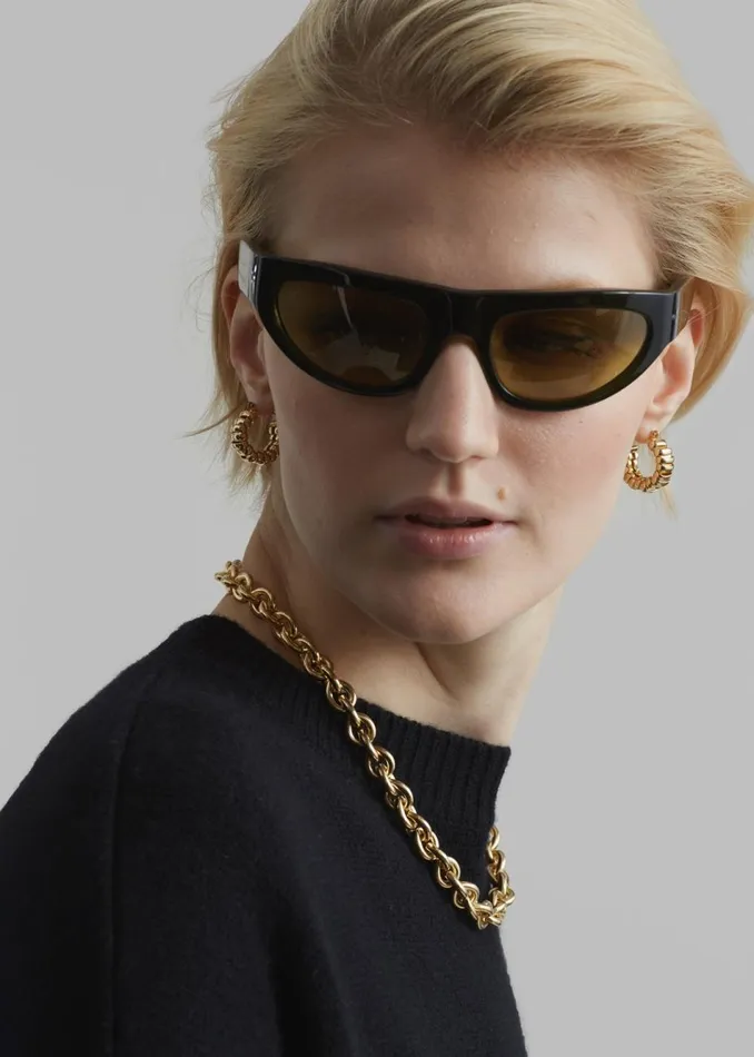 MenWomen The Frankie Shop Accessories Port Tanger Malick Sunglasses Cardamom Acetatewarm Olive Lens