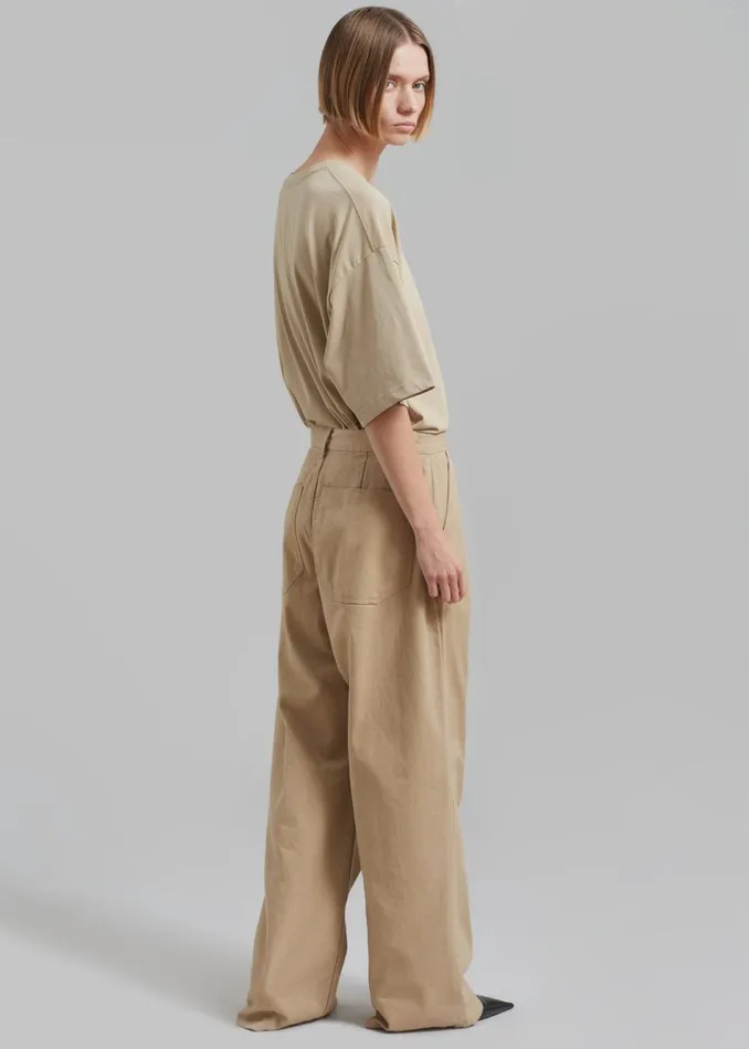 MenWomen The Frankie Shop Bottoms Drew Denim Pants Beige