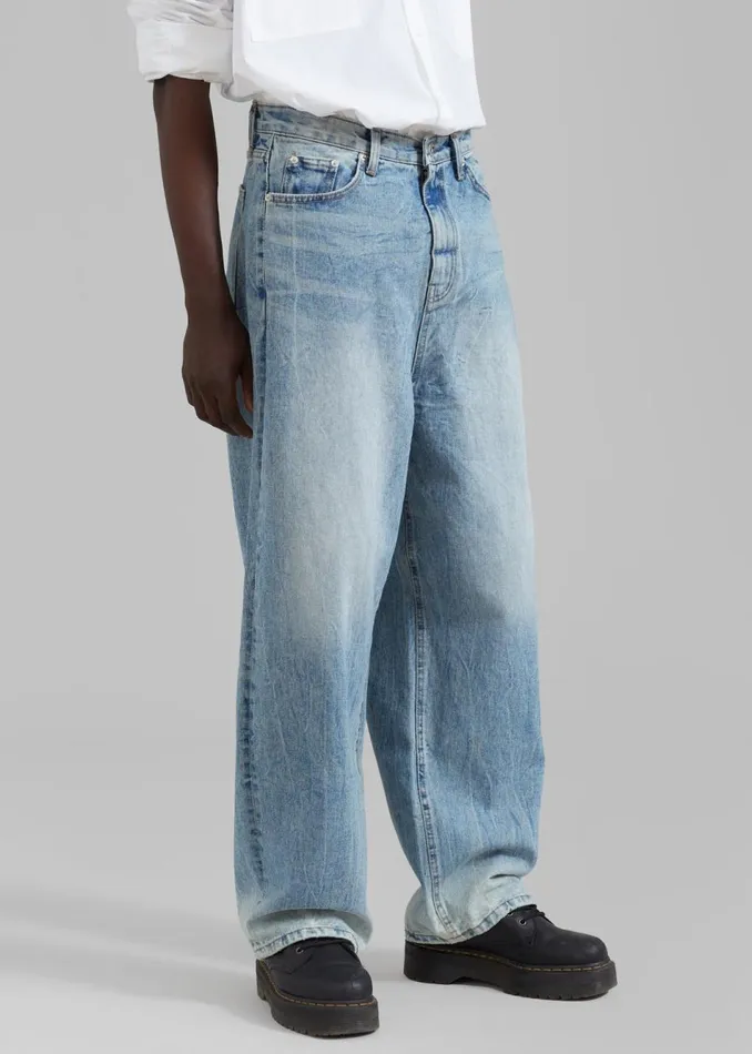 MenWomen The Frankie Shop Bottoms Kane Wide Jeans Blue Wash