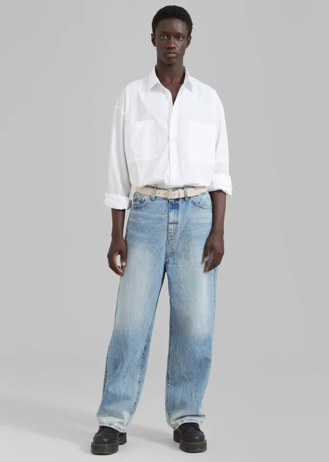 MenWomen The Frankie Shop Bottoms Kane Wide Jeans Blue Wash