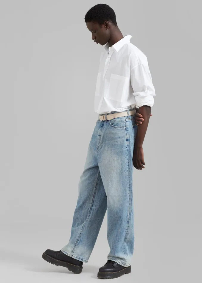 MenWomen The Frankie Shop Bottoms Kane Wide Jeans Blue Wash