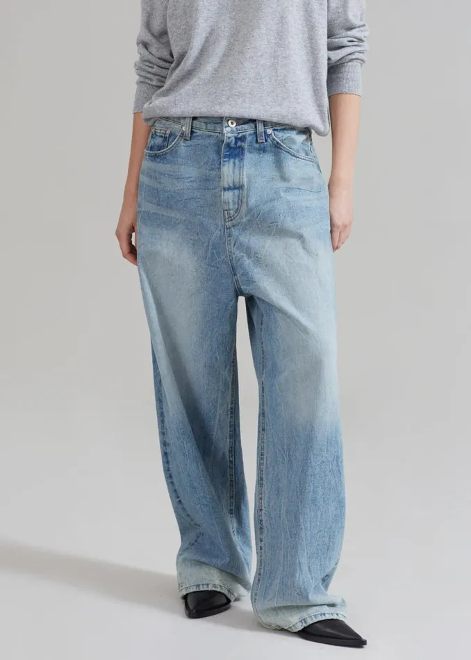 MenWomen The Frankie Shop Bottoms Kane Wide Jeans Blue Wash