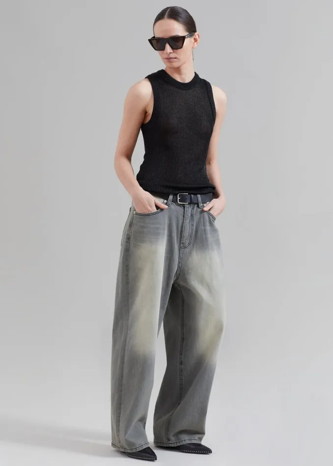 MenWomen The Frankie Shop Bottoms Kane Wide Jeans Grey Wash